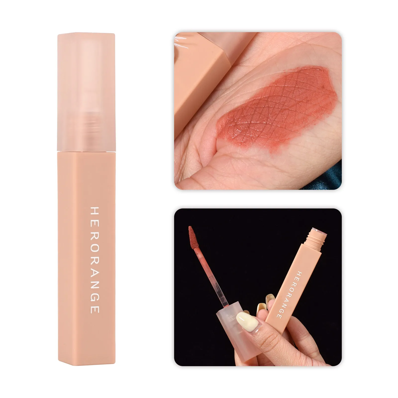 Matte lipstick girl lip mud looks good and shows temperament #1 sweet peach color 1pc