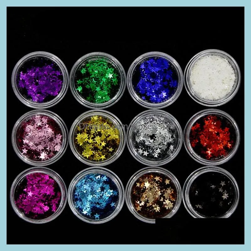 1 Box Heart star Nail Sequins Laser Colorful Flakes Paillette Tool Nails Art Decorations DIY Supplies