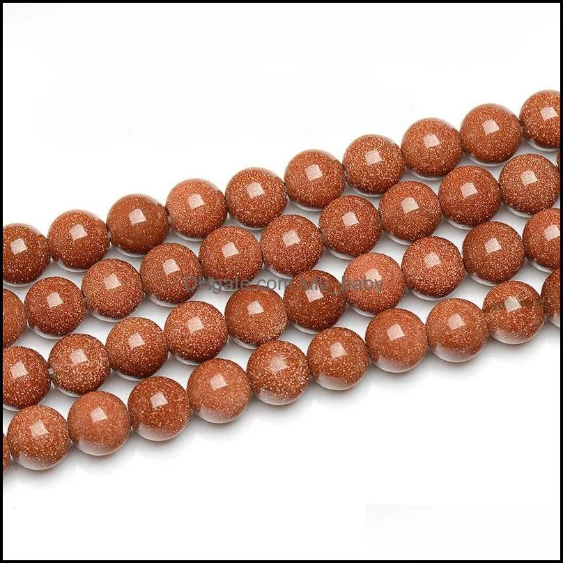 Good Quality Natural Gold Sand Stone Round Loose Beads 16