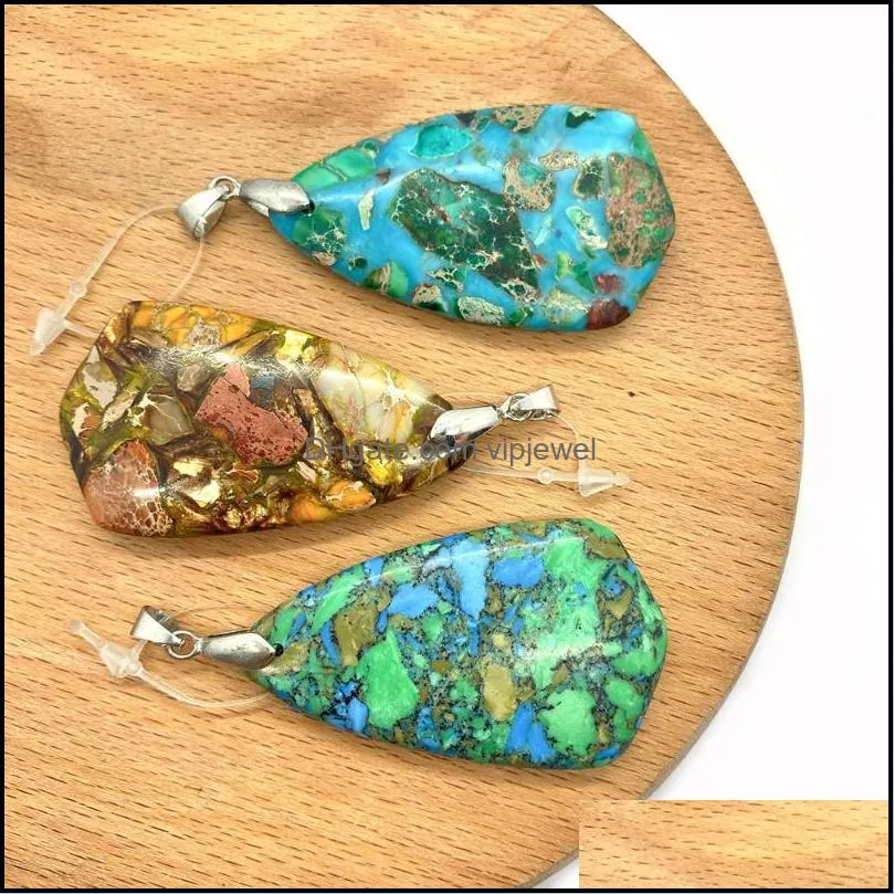 charms fashion natural stone polished turquoise drop pendant 29x50mm charm jewelry diy men and women necklace earrings