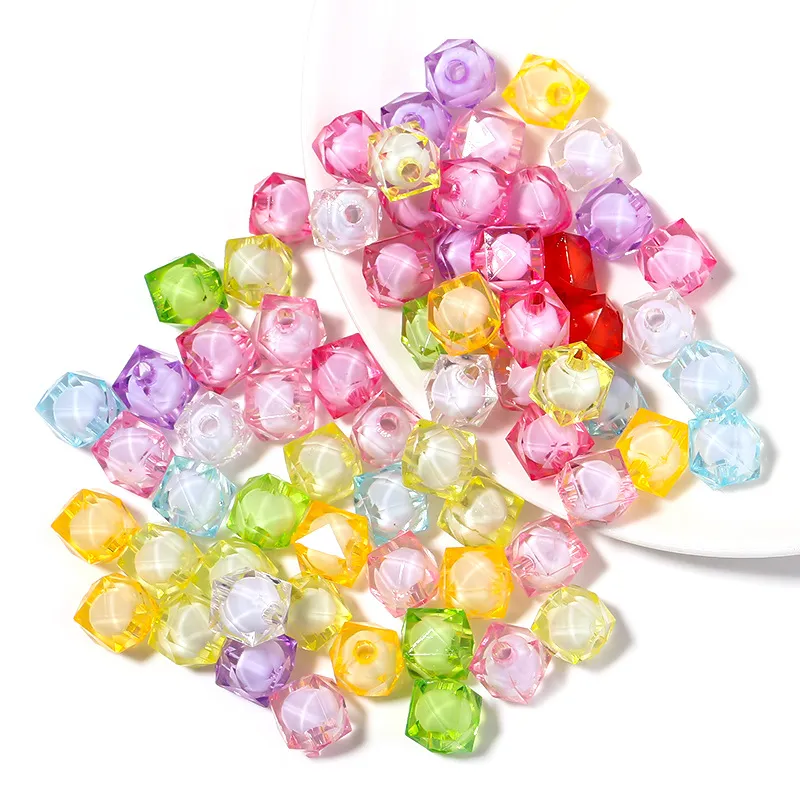 100 pcs/lot bricolage losange perle en vrac pour bijoux Bracelets collier cheveux anneau faisant des accessoires artisanat acrylique enfants perles faites à la main