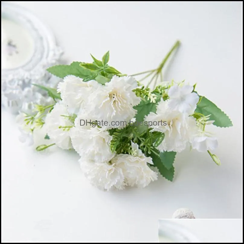 Decorative Flowers & Wreaths Nordic 7Head Carnation Small  Artificial Flower Bouquet Silk Mother`s Day Gift Wedding Home Decor Floral