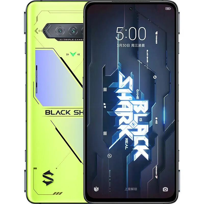 オリジナルブラックサメ5 RS 5G携帯電話ゲーム8GB 12GB RAM 256GB ROM Snapdragon 888 Plus Android 6.67 "144Hzフルスクリーン64MP AI NFC FACE IDフィンガープリントスマート携帯電話