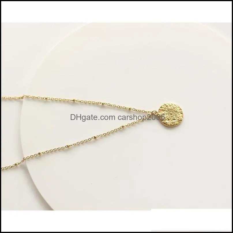 pendant necklaces carved gold coin necklace for women girls men stainless steel simple round chain goddess worship celebrity medal