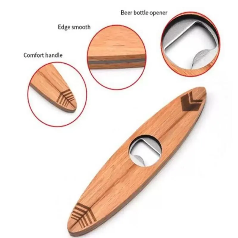 Creative Wood Handle Bottle Openers Bar Blade Beer Bottle Opener Vintage Wooden Handle Stainless Steel Bartender Bottle Opener