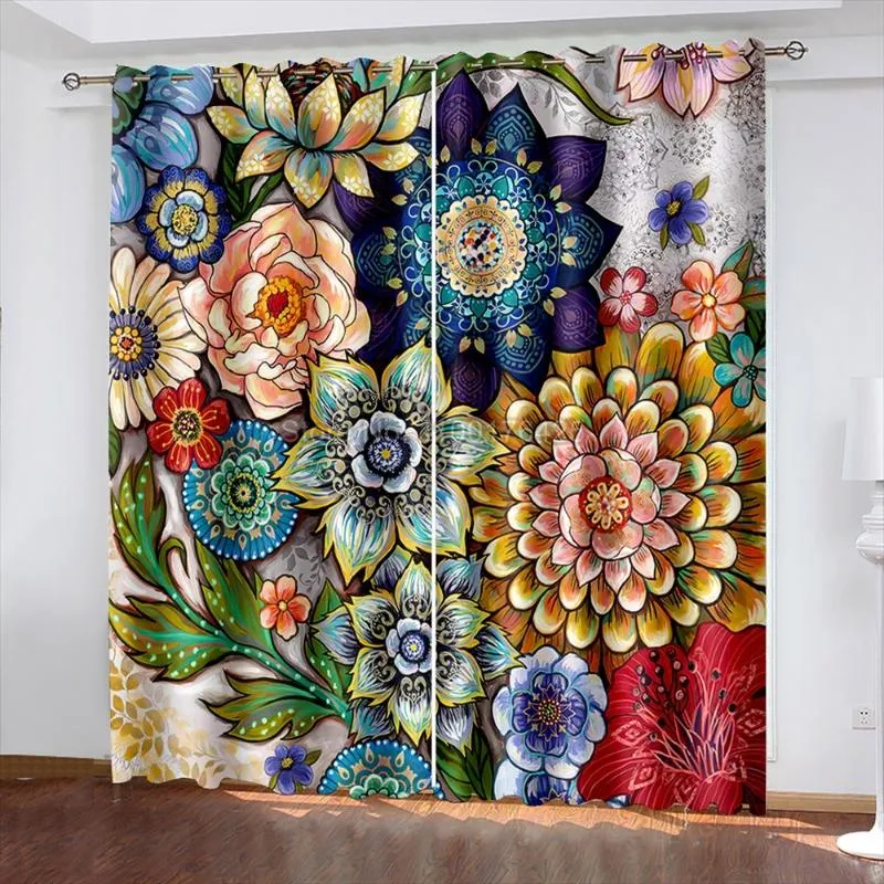 Zasłony zasłony boho okienne Piękne wzory kwiatów projekt Znaczenie dekoracyjna sypialnia salon dzieci