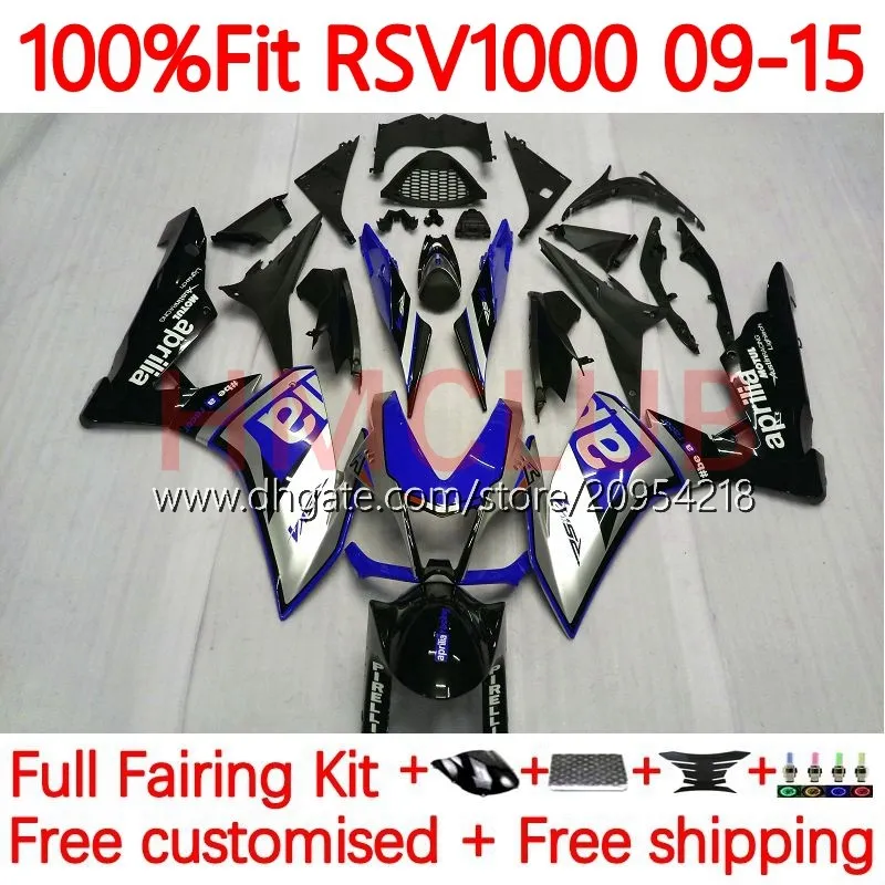 Einspritzverkleidungen für Aprilia RSV4 RSV-1000 RSV 1000 R RSV1000R 161Nr.104 RSV1000 R RR 09 10 11 12 13 14 15 RSV1000RR 2009 2010 2011 2012 2013 2014 2015 Körper blau silber