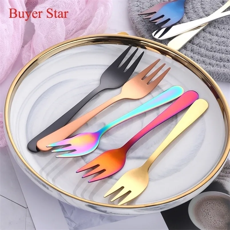 4712pcs Luxury Gold Cake Forks Salade en acier inoxydable Fork Cutlery Ensemble de couverts de table de table de service pour personnaliser 220621 personnalisé