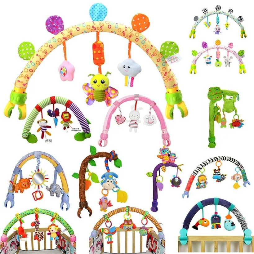 Rainbow Baby Hanging Toys Stroller Bed Crib Plush Mobile Gifts Animals Zebra Lion Rattles for Tots Cots Seat 220428