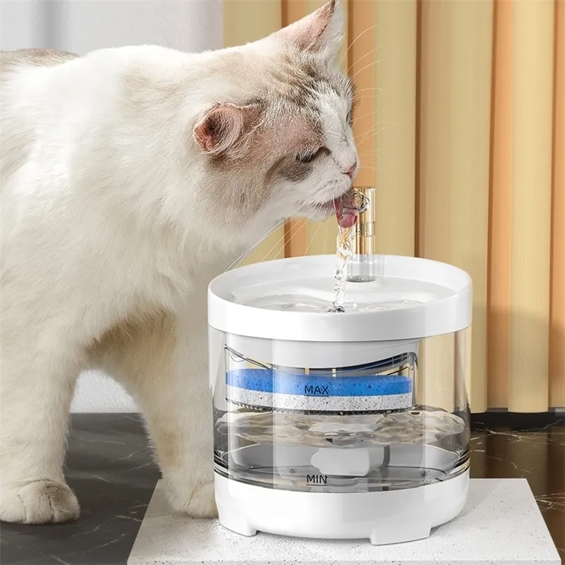 Автоматический фонтан для кошек 1.6L Умный циркуляционный фильтр щенок пьют пьют дозатор питомца пьют с датчиком движения 220323