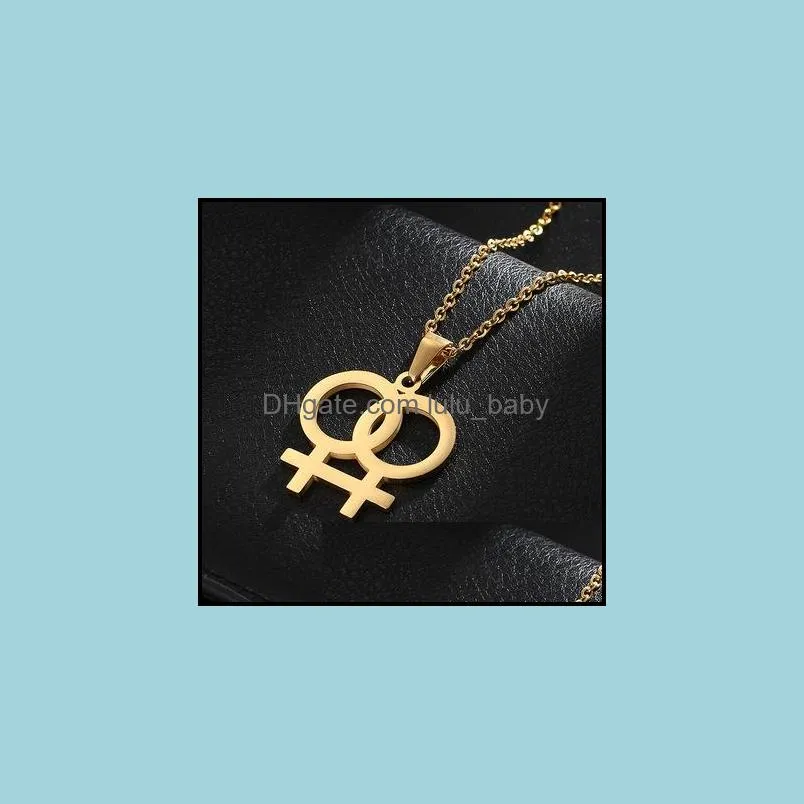 venus symbol charm female lesbian lgbt necklace women pendant les gold silver color stainless steel wedding jewelry