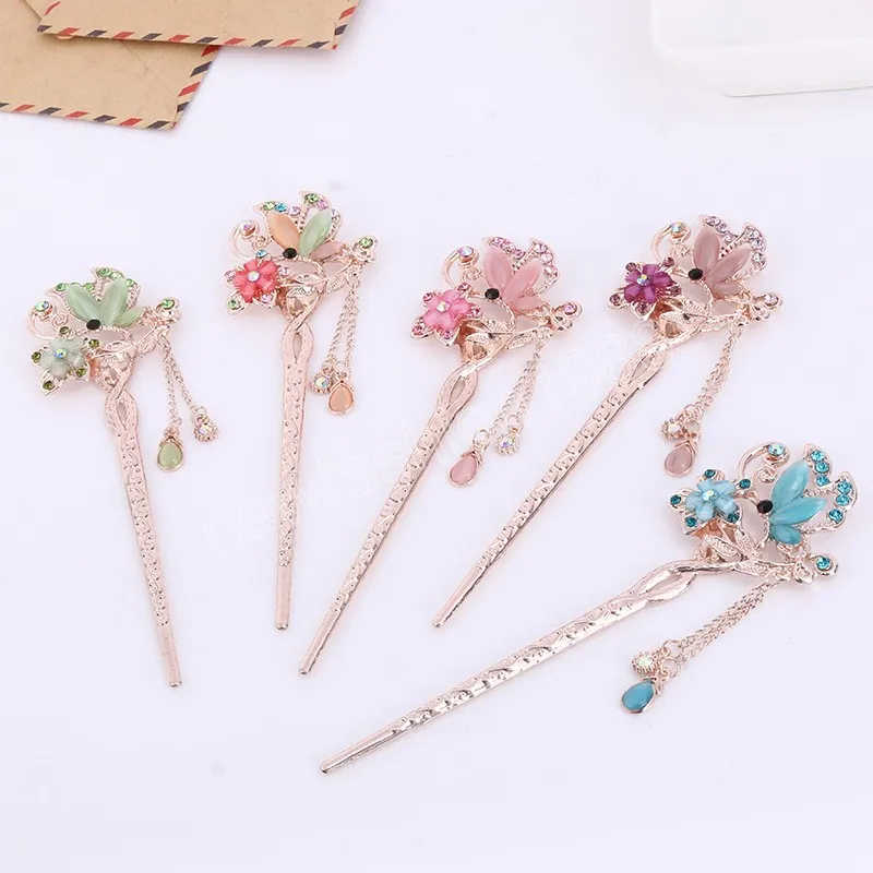 Pince à Cheveux Couronne Perles Style Hanfu Chinois - Alliage Doré Avec Glands - Neuf Avec étiquettes - Pour Fête, Mariage, Cosplay