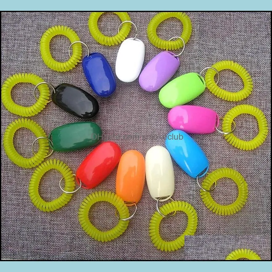 Dog Training & Obedience Supplies Pet Home Garden Button Clicker Sound Trainer With Wrist Band Click Tool Aid Guide Pets Dogs 11 Colors
