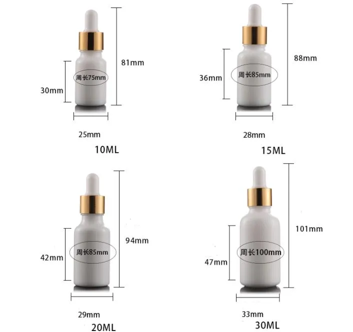 500pcs Beyaz Porselen Uçucu Yağ Parfüm Şişeleri E Sıvı Şişeler Reaktif Dondurucu Aromaterapi Şişesi 5ml-100ml Toptan SN4308