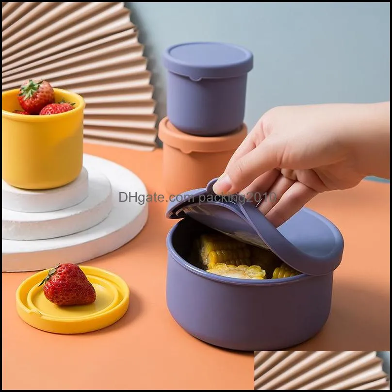 silicone food storage container with lids portable lunch box heated freezer containers pad11828