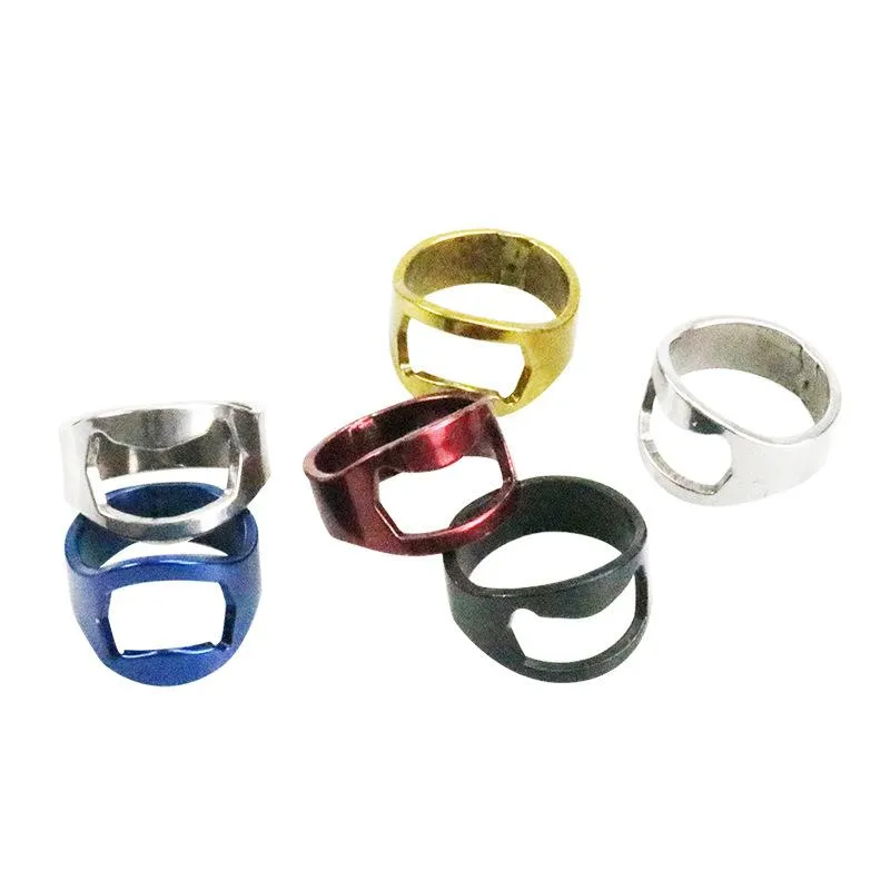 New Portable Finger Ring Bottle Opener Colorful Stainless Steel Beer Bar Tool Bottel Favors k1082