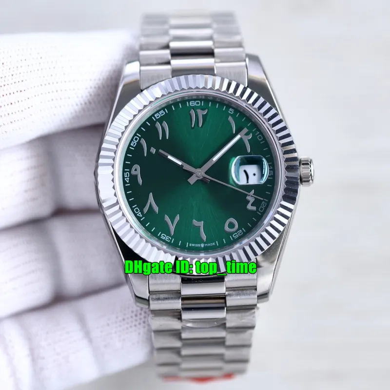 TW Factory Relojes de lujo Edición de Oriente Medio 41 mm Fecha 126334 ETA 2836/3235 Reloj automático para hombre Esfera verde árabe Pulsera de acero inoxidable Relojes de pulsera para caballero