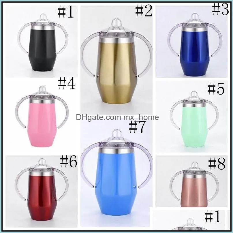 stainless steel vacuum cup fashion water bottle baby pure color pacifier cup with handle winter heat preservation cups wy303w