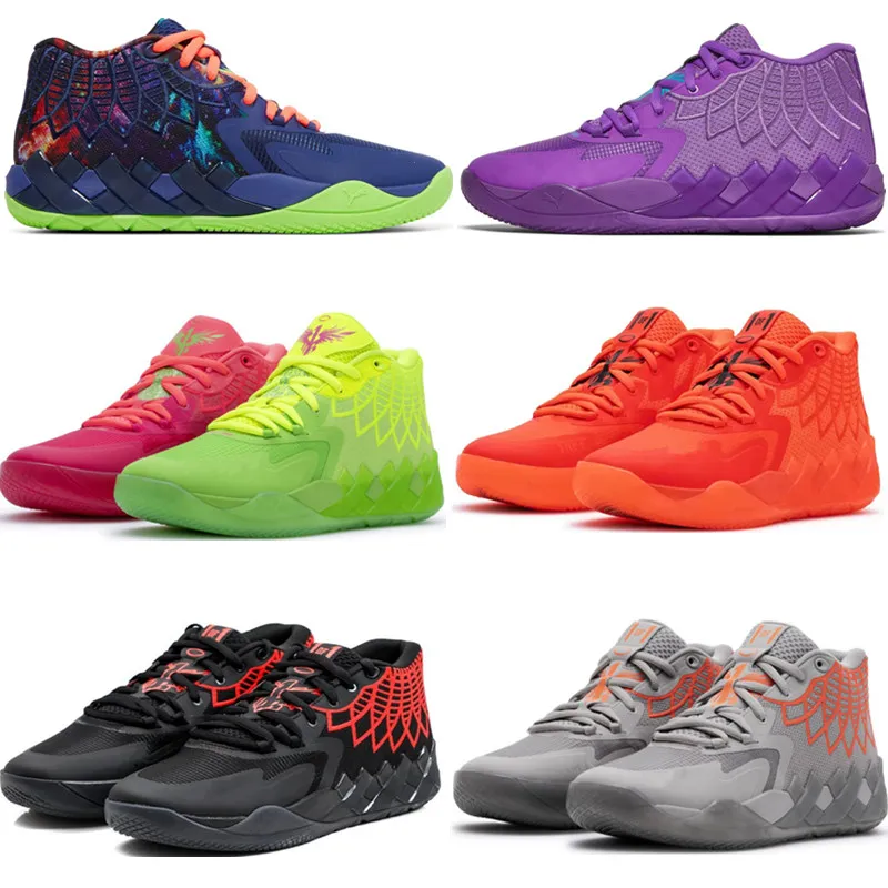 LAMELO Ball MB01 Rick and Morty Mens Basketball Shoes Queen Galaxy Buzz City Rare Grey Red Purple Glimmer pink green black High Quality Sport Shoe