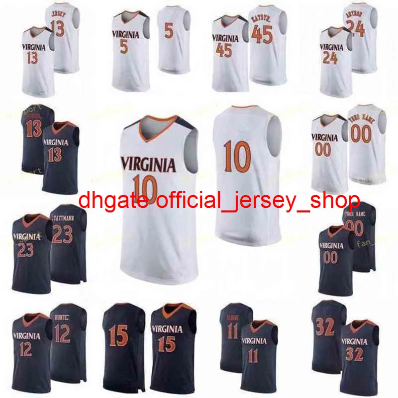 College NCAA Virginia Basketball Jersey 23 Kody Stattmann 24 Katstra 24 Marco Anthony 25 Mamadi Diakite Cosido personalizado