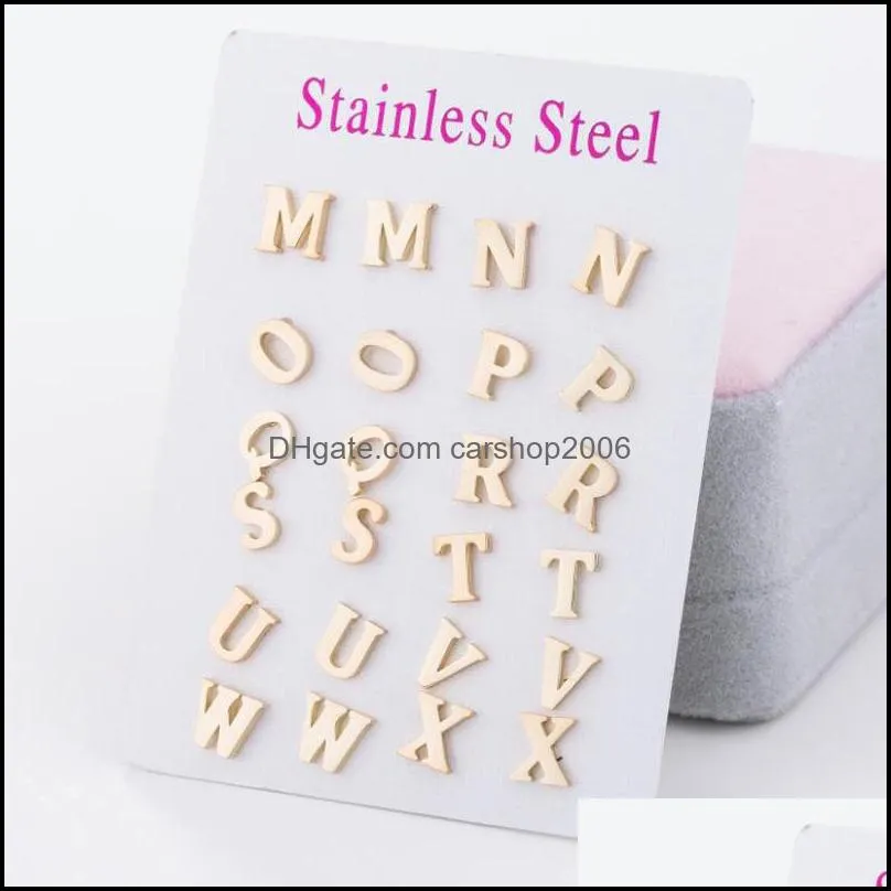Stainless Steel Stud Earrings for Women Custom Initial Letter Earrings Silver Gold Earring Birthday Jewelry