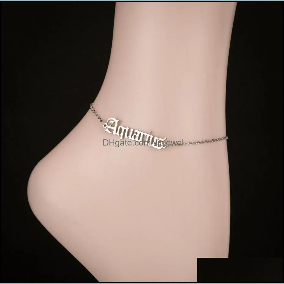 hot stainless steel horoscope zodiac anklet