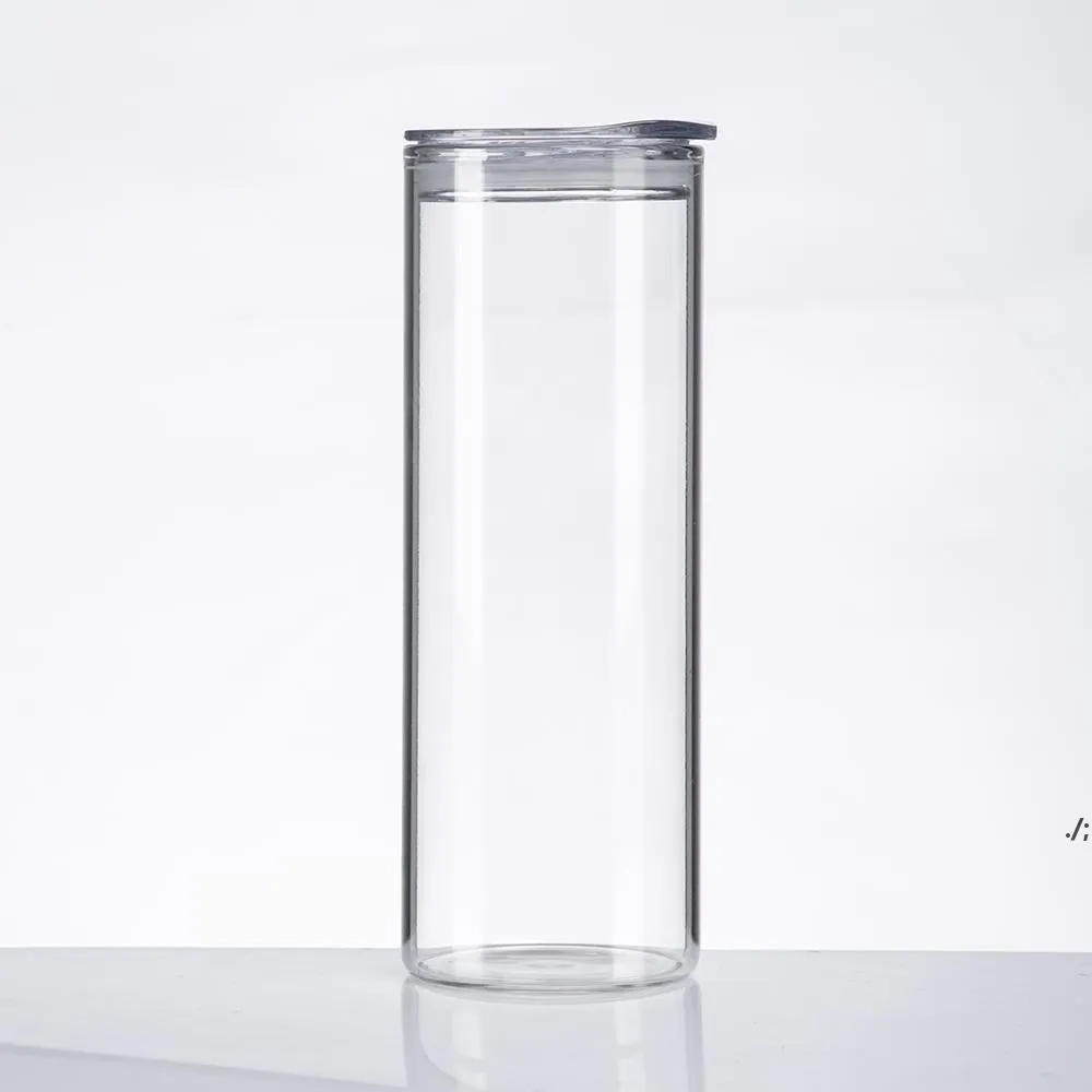 Sublimation Glass Beer Tumblers with Lid Straw DIY Blanks Frosted Clear Can Shaped Mug Cups Heat Transfer 25oz Cocktail Iced by sea BBE13556