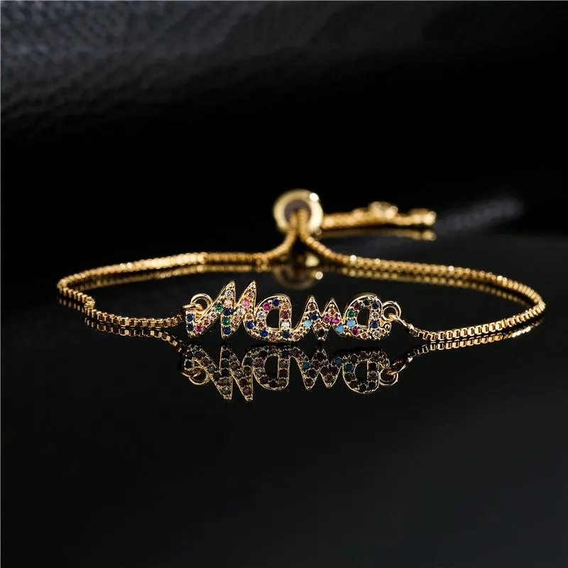 Link Chain Explosive Classic Mother's Day Jewelry Bracelet Copper Micro-inlaid Color Spot Gift WholesaleLink LinkLink