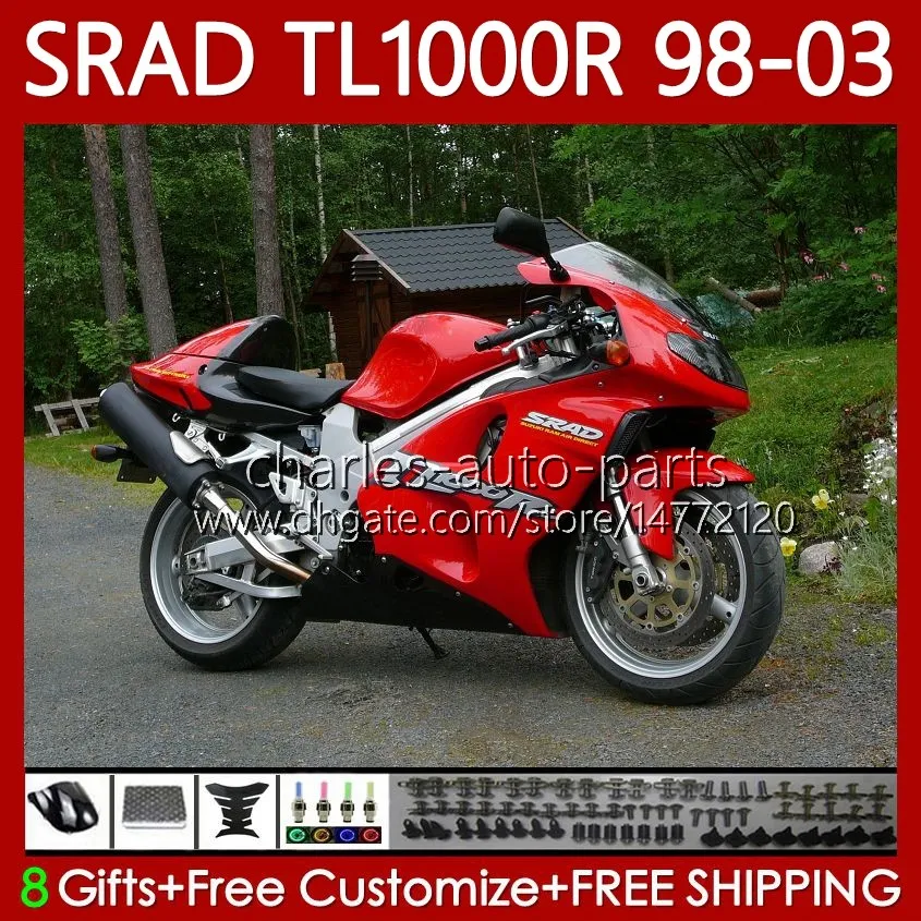 Suzuki Srad TL1000R TL-1000 TL 1000 R 98-03 TL-1000R TL1000 R 98 99 00 01 02 2000 2002 2002 2003 2000 2002 2003 2000 2002 2003 2002 2003 2002年2月1999年01 02 2003フェアリングキット光沢のある赤