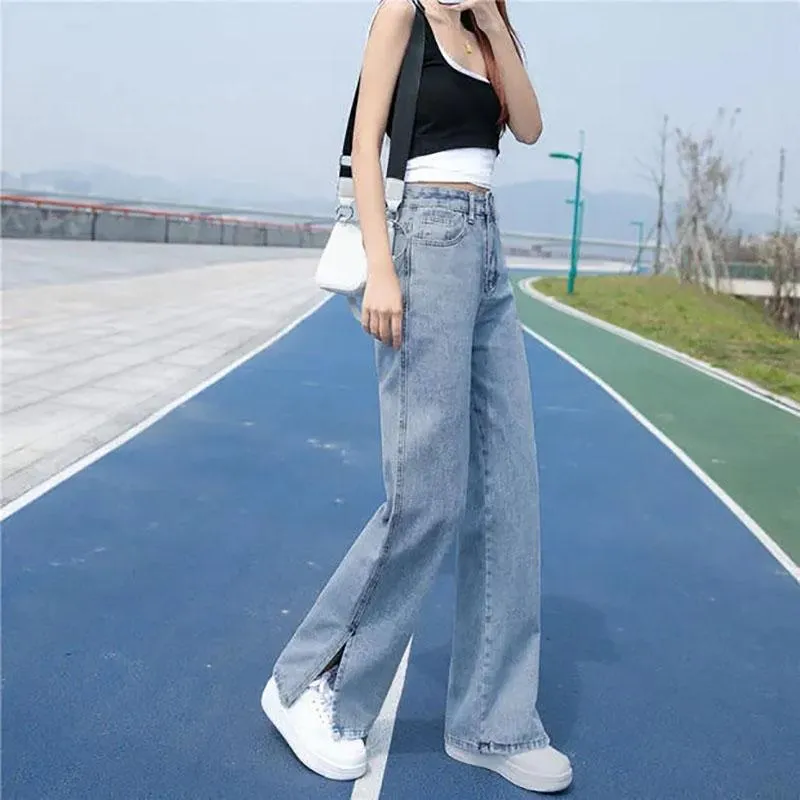 Kadın Denim Mavi Pantolonlar Kot Vintage Pantolon Kadın Elastik Yüksek Bel Moda Gevşek Joggers Kadın Sokak Giyim Giysileri