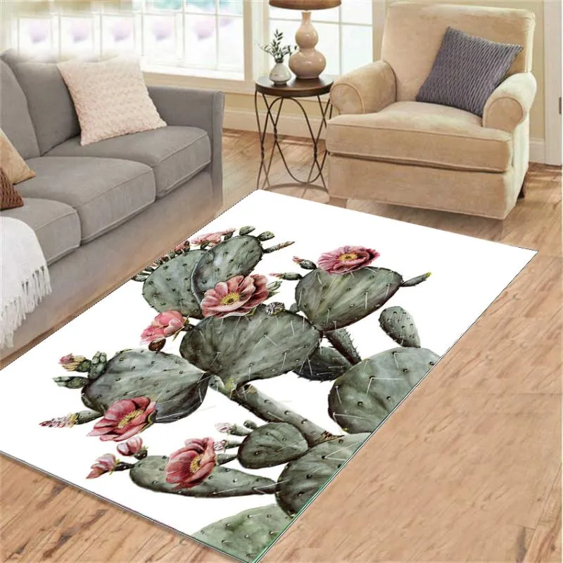 Tapijten 2022 -stijl cactus print tapijt voor woonkamer vloerkleden kerstdecor wasbaar slaapkamer bedvloer