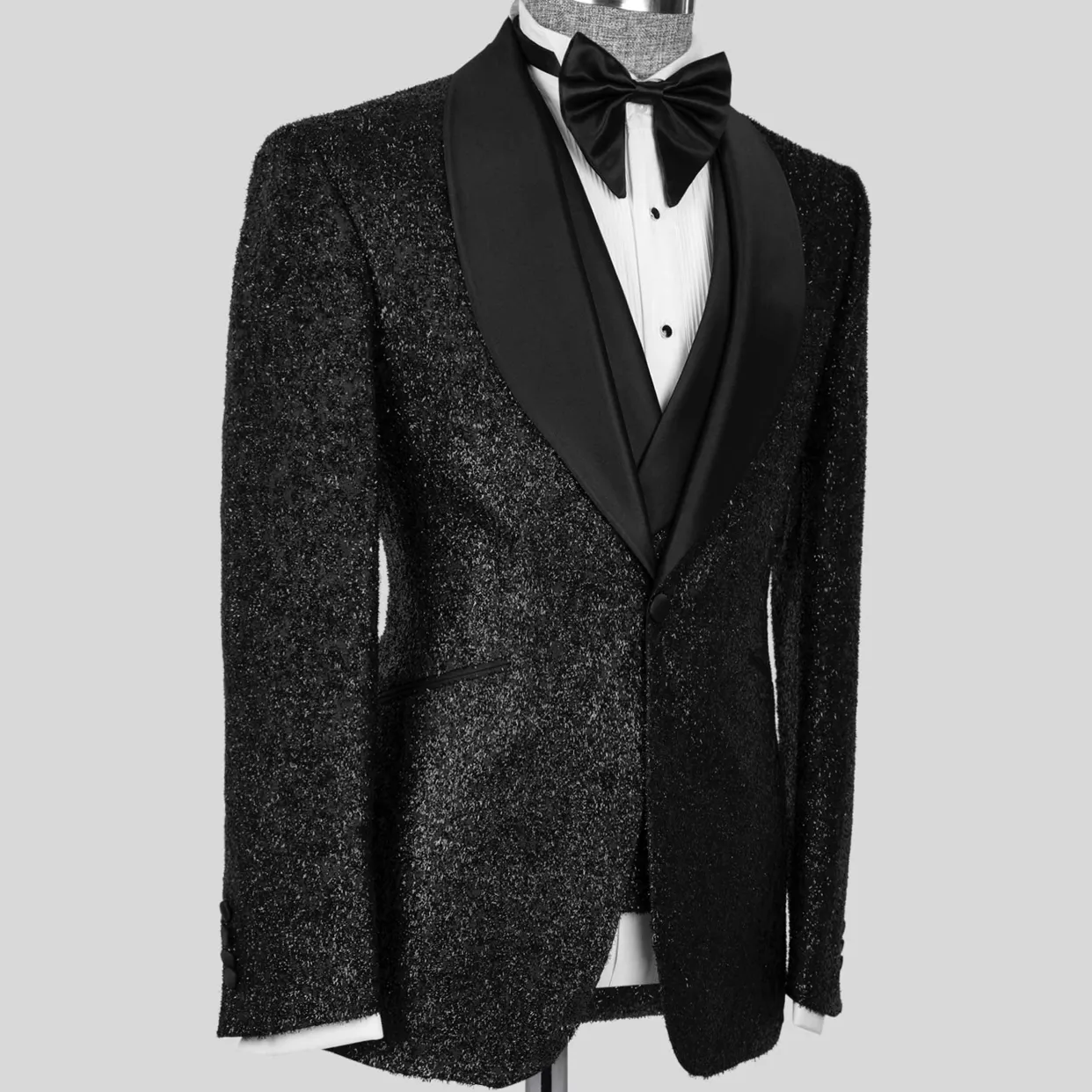 Latest Wedding Tuxedos Coat Pant Designs Fashion Shiny Black Men Suits For Groom Wear Slim Fit Terno Masculino Prom Party 3 Pieces