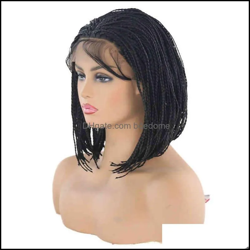 three strand braided wig dirty braided front lace chemical fiber wig