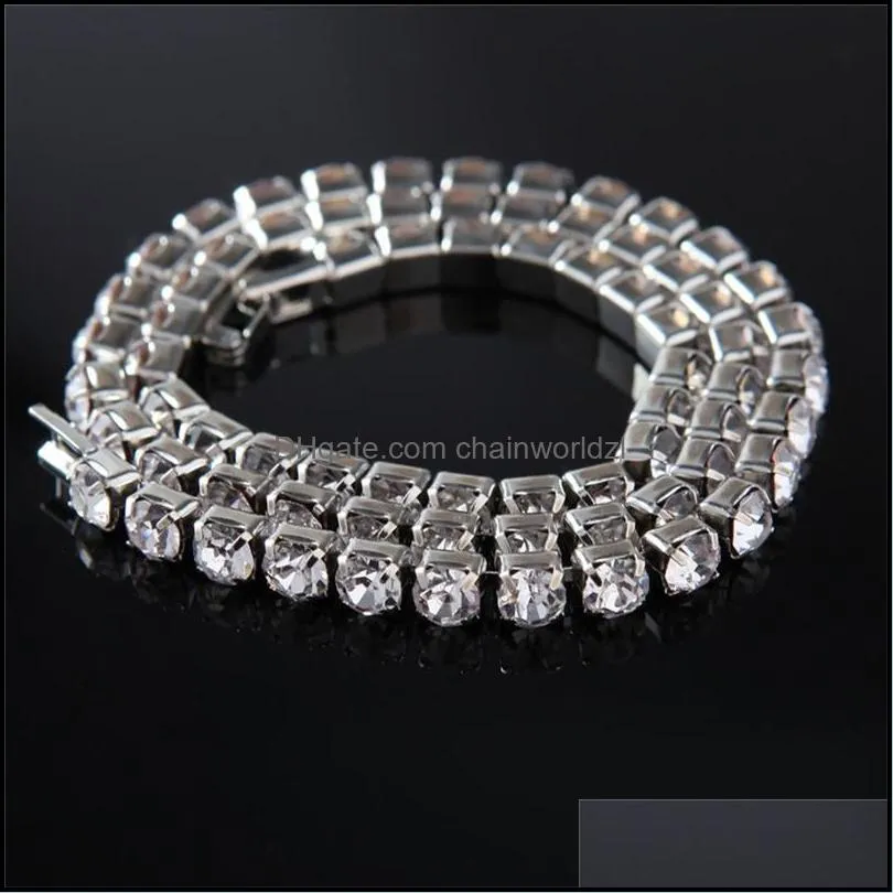 iced out tennis chains 1 row mens necklaces gold silver plated luxury fashion artificial diamond rhinestone bling hip hop jewelry for
