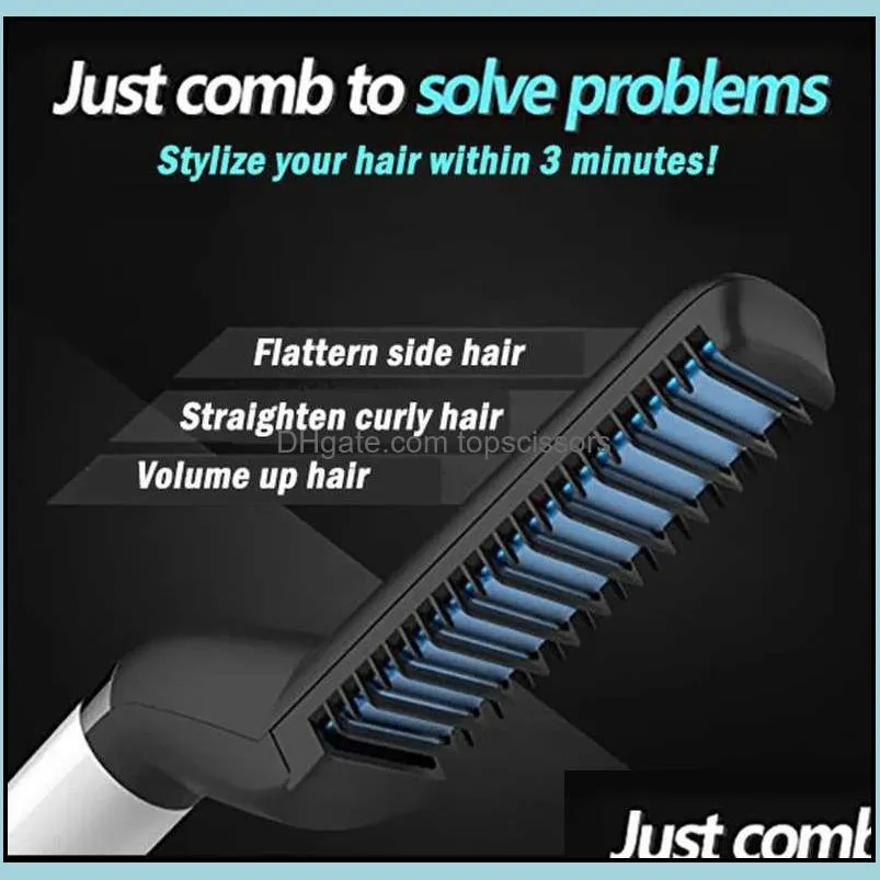 Epack Electric Hair Comb Curling Iron Straightener Curler Men Hair Styling Combs Barber Hairdressing Curling Straight Hair Brush