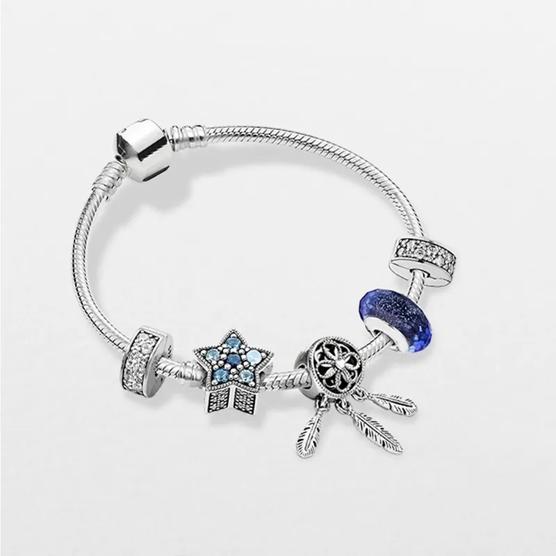 Kvinnor Design Charms Armband Fit Pandora Style Present Box Womens Diy Making Jewelry Top Quality 925 Silver Pendants Beads Basic Armband