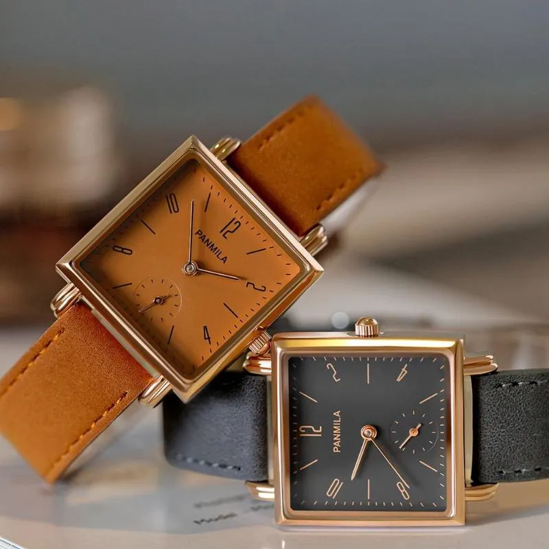 Armbanduhren Vintage Damen Antik Quadratische Uhren Neutrales Design Mädchen Studenten Armbanduhr Wasserdichtes Lederarmband QuarzuhrenArmbanduhr