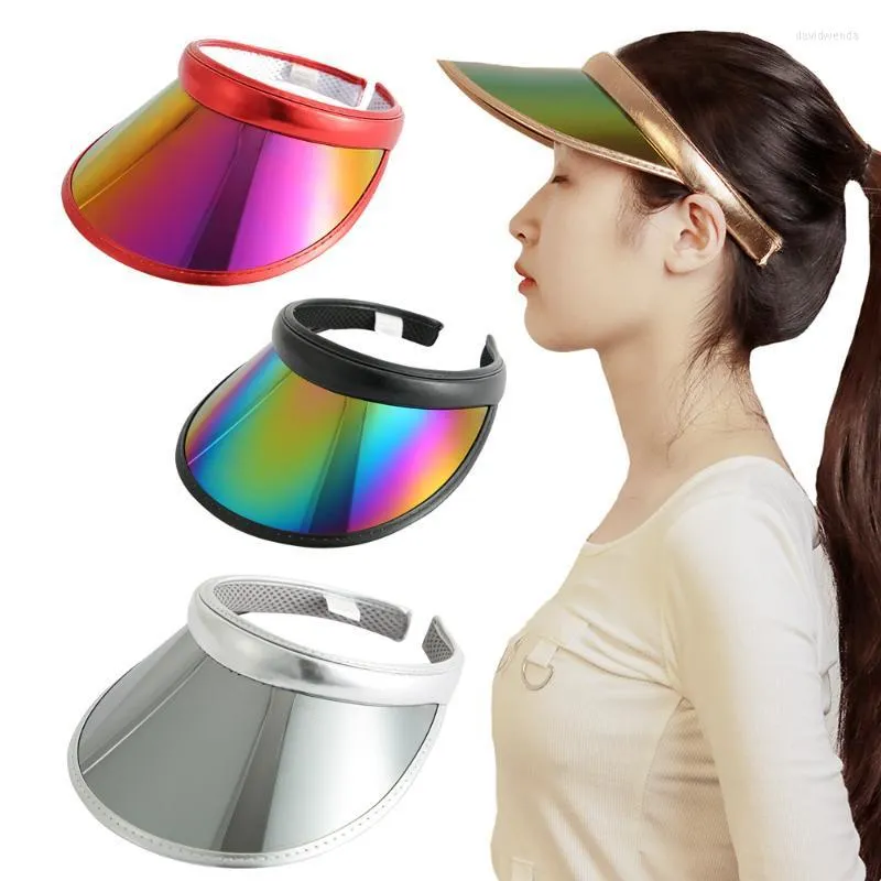 Berets Pack Sun Visor Hats Clip-on UV Protection UPF Reflection Colorful Sport Outdoor Transparent Party Golf Clear Iridescent CapBerets Dav