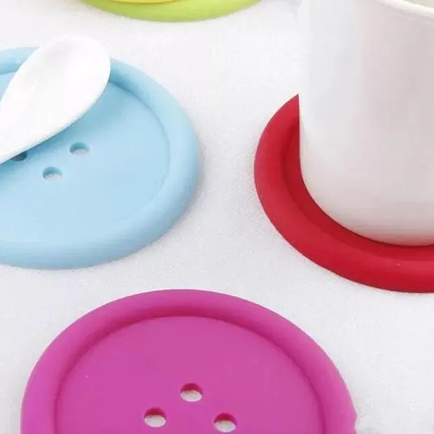 Round Silicone Coasters Button Coasters Cup Mat Home Drink Placemat Tableware Coaster Cups Pads 