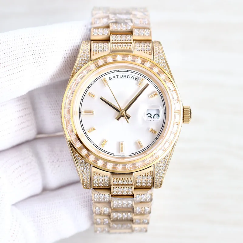 ダイヤモンド腕時計自動機械式メンズ腕時計 41 ミリメートルダイヤモンドベゼルサファイアメンズ防水腕時計ステンレス鋼 904L 腕時計