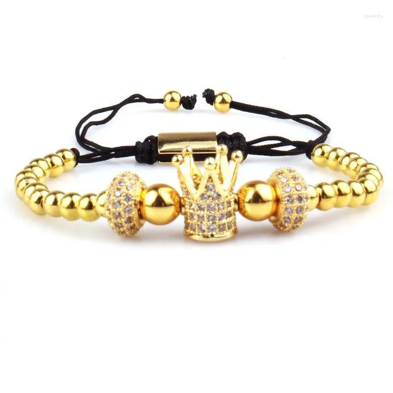 Beaded Strands CZ Stone Inlaid Brass Beads Bracelets Handmade Adjustable Retractable Women Jewelry Supplies Fawn22