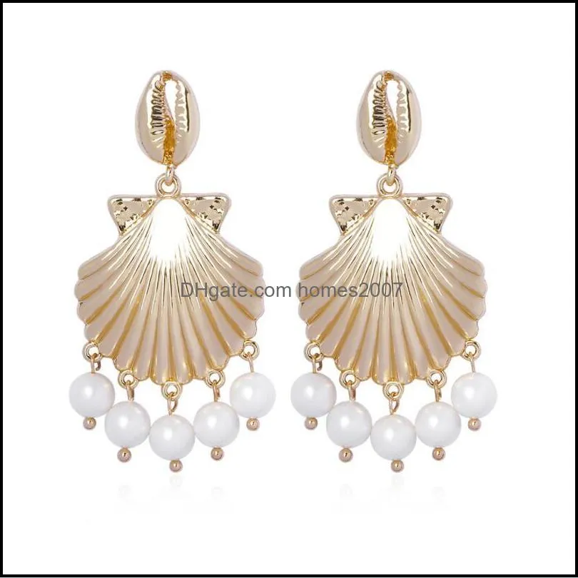 Hypoallergenic stainless steel earrings shell pearl earrings European and American alloy conch Earrings for women and girls