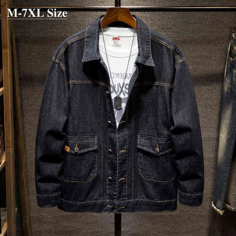 Плюс размер 5xl 6xl 7xl Негабаритный мужской джинсовой курт мода мода ретро -тренд.