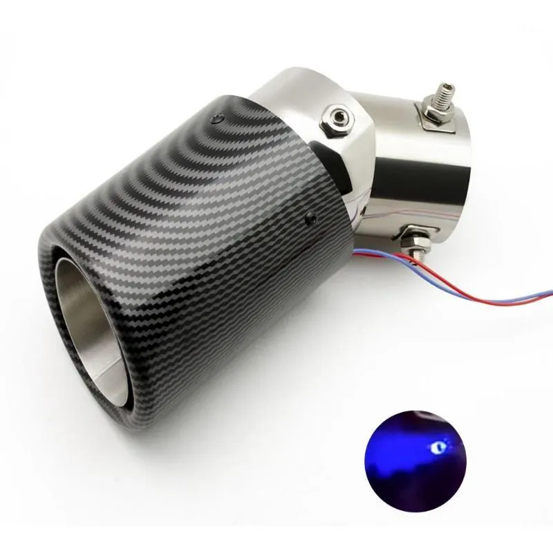 Manifold & Parts Carbon Fiber Exhaust Tip With LED Light Stainless Steel Muffler Tail Throat Whistle- Modification Luminous Tube