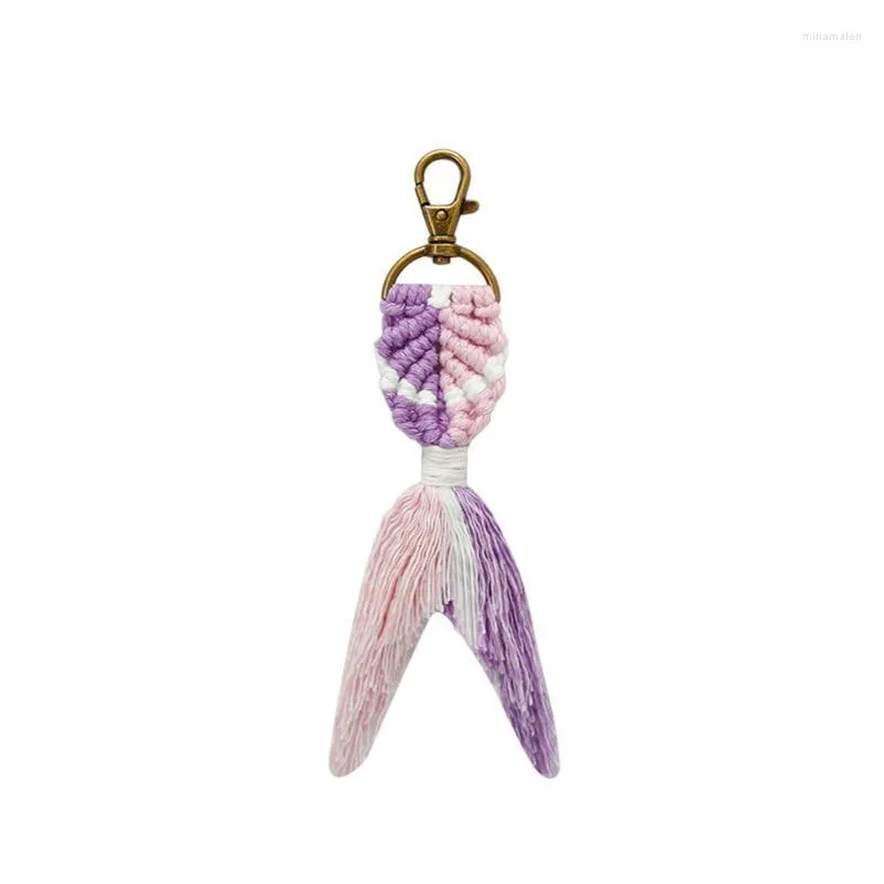 Keychains Handmade Cotton Mermaid Macrame Tassel Creative Fashion Bag Car Key Rings Pendant Jewelry Wholesale Miri22