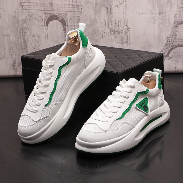 Lyxdesigners kl￤r br￶llopsfest skor v￥r mode mesh andningsbara sport avslappnade sneakers runda t￥ tjock botten aff￤r fritid promenad loafers n237