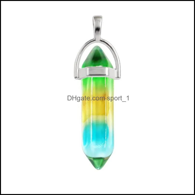 colour grad glass crystal bullet hexagon healing chakra pendants charms for diy earrings necklace jewelry making