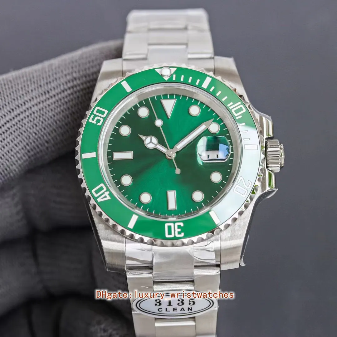 Reloj para hombre Clean Perfect 116610 40 mm Zafiro Luminoso Cal.3135 Movimiento Esfera verde Acero inoxidable Bisel de cerámica resistente al agua Relojes mecánicos automáticos para relojes de hombre.