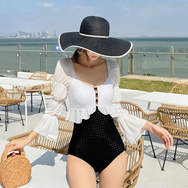 Women's Swimwear High Waist One Piece Girl Swimsuit Push Up Female Slimming Plus Bikini With Ruffles Beach Swim For Women Retro Ladies