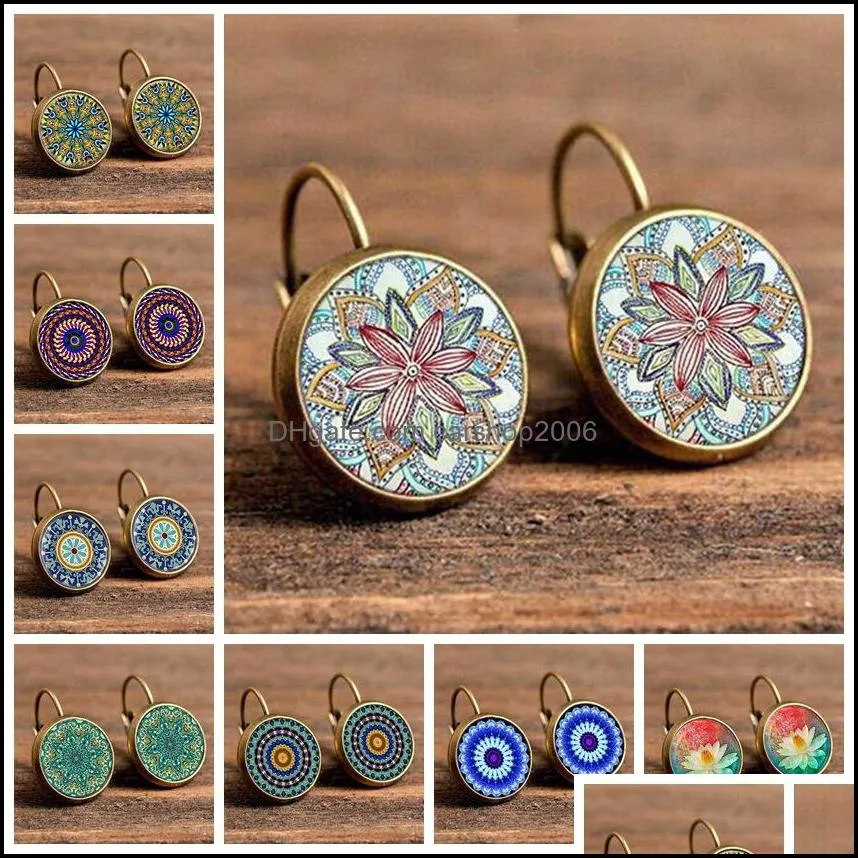 dangle earrings starry night stud earring women girl gift glass cabochon jewelry bronze earings delicate ear hook carshop2006